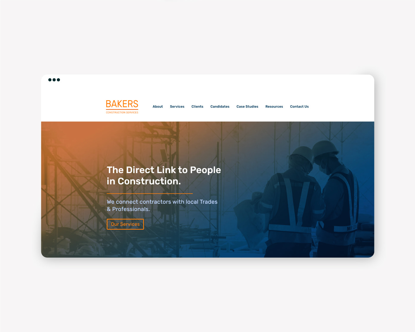 Construction Website Landing Page Design Visual