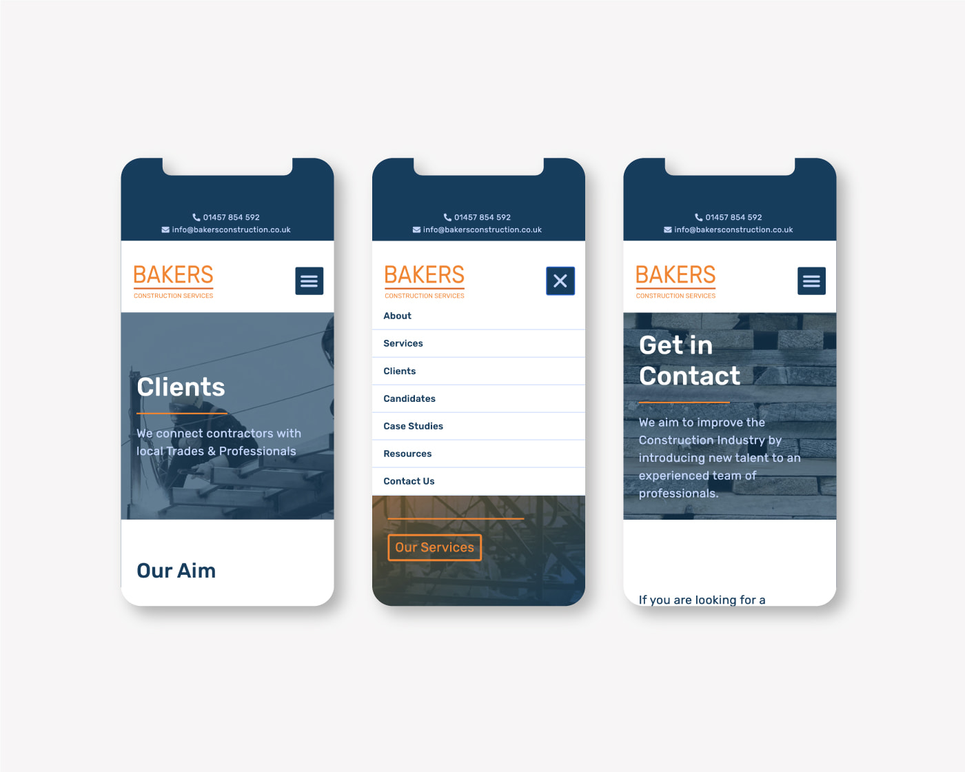 Construction Website Design Mobile View