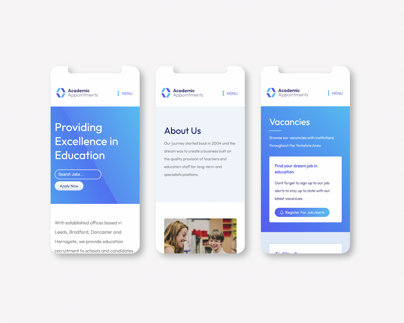 responsive website design and build for education recruitment specialist