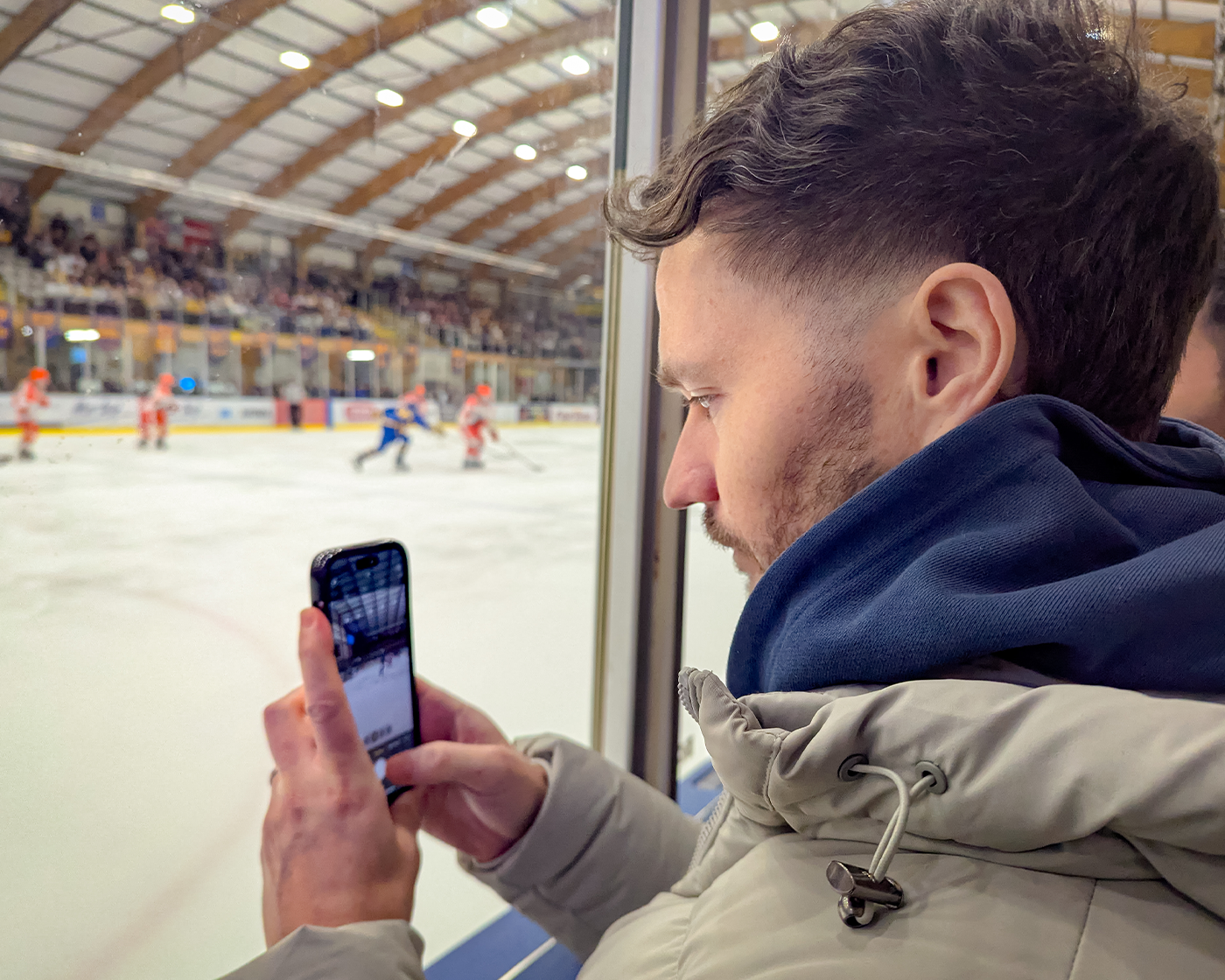 Jonny taking Photo of Ice Hockey Players